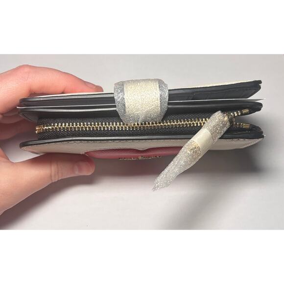 NWT Kate Spade Madison Medium Compact Bifold Wallet Puffy Heart Meringue Multi - Picture 4 of 9